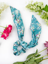 Teal Satin Scarf Scrunchie from Ash & Rose