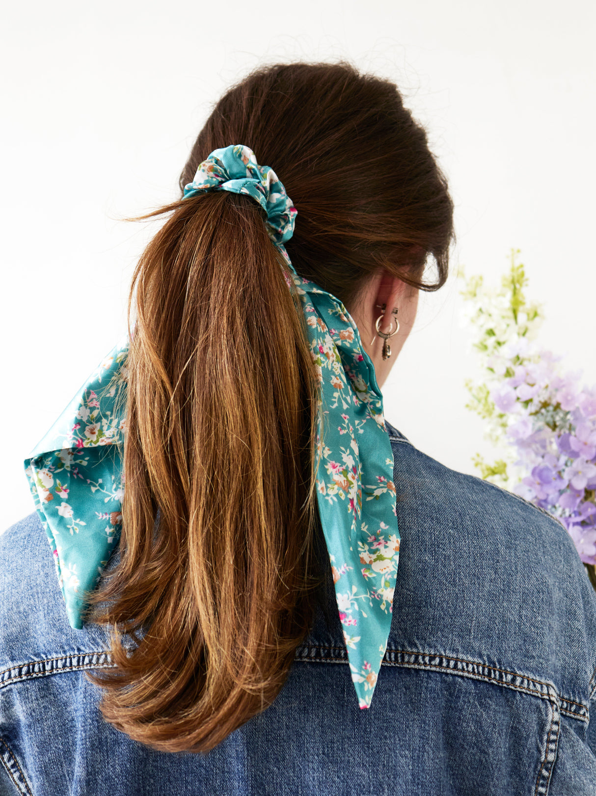 Teal Satin Scarf Scrunchie from Ash & Rose