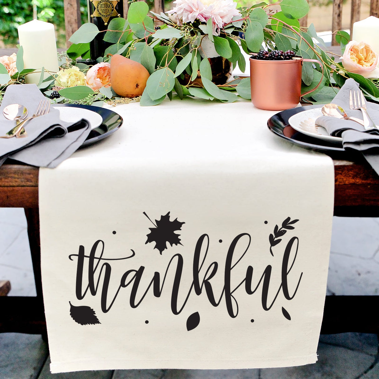 Thankful Cotton Canvas Table Runner from The Cotton & Canvas Co.