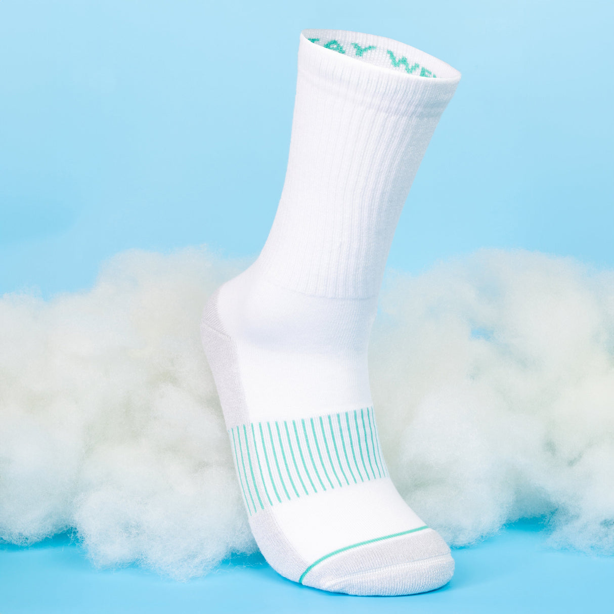 The Cloud 9 | White Stay Weird Heel Hammock™ Crew Socks from Shinesty