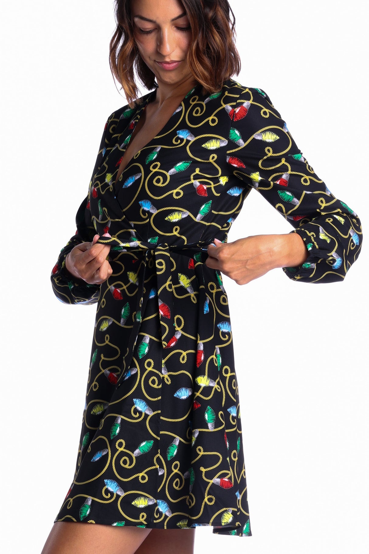 The Duchess of December | Christmas Lights Wrap Dress from Shinesty