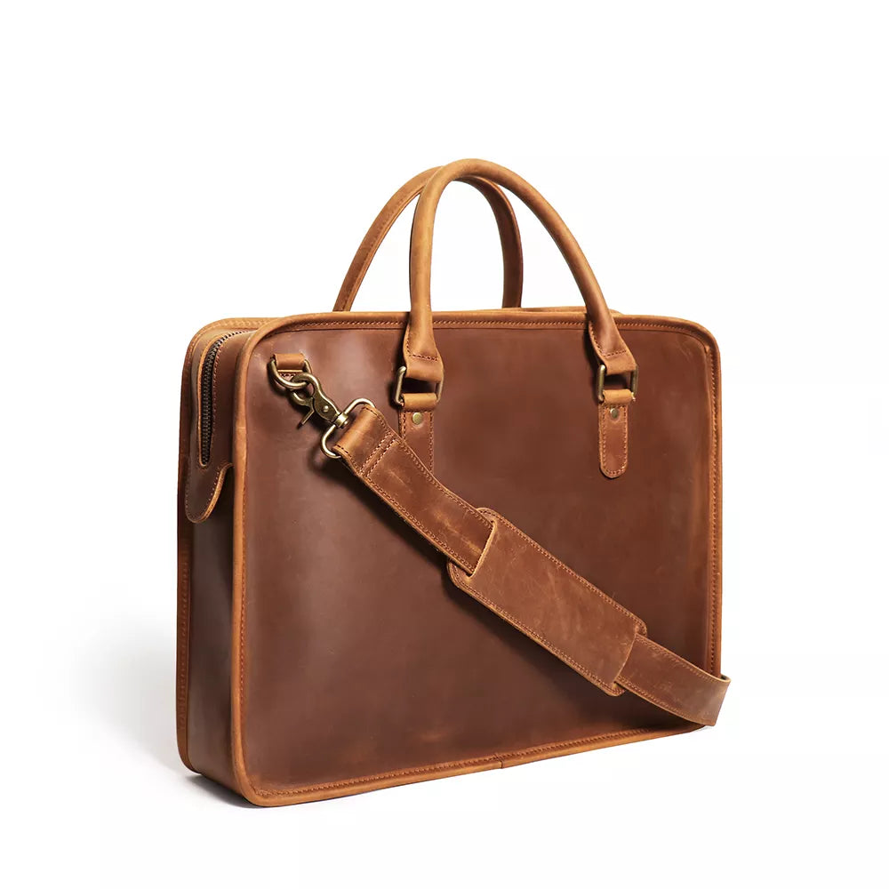The Hemming Leather Laptop Bag | Vintage Leather Briefcase from STEEL HORSE LEATHER