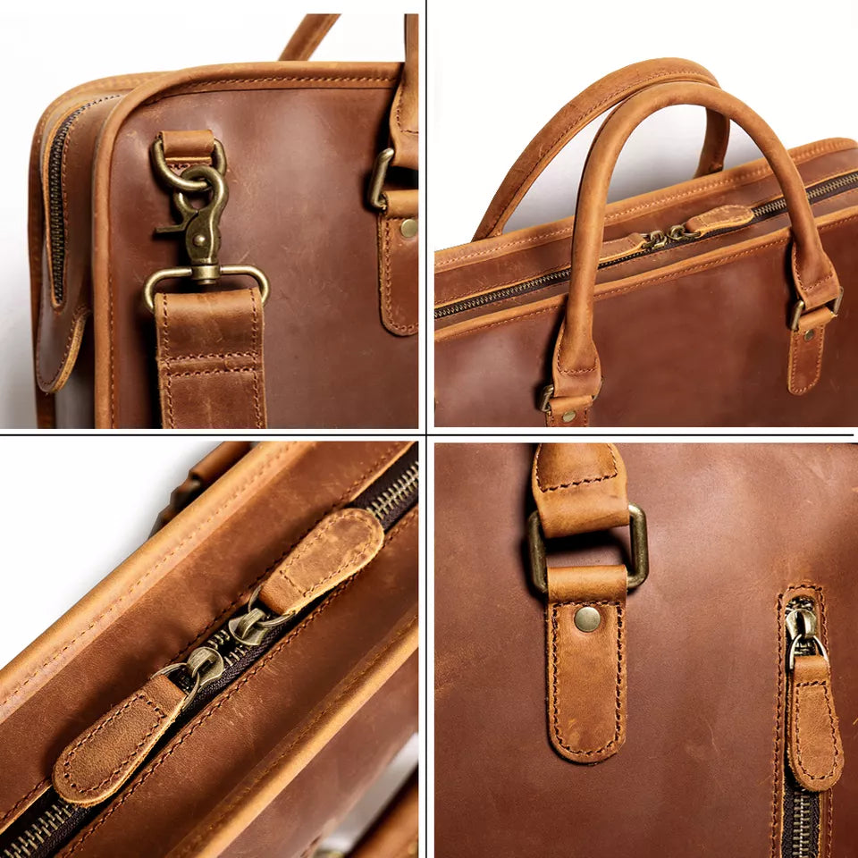 The Hemming Leather Laptop Bag | Vintage Leather Briefcase from STEEL HORSE LEATHER