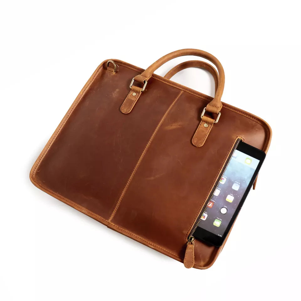 The Hemming Leather Laptop Bag | Vintage Leather Briefcase from STEEL HORSE LEATHER