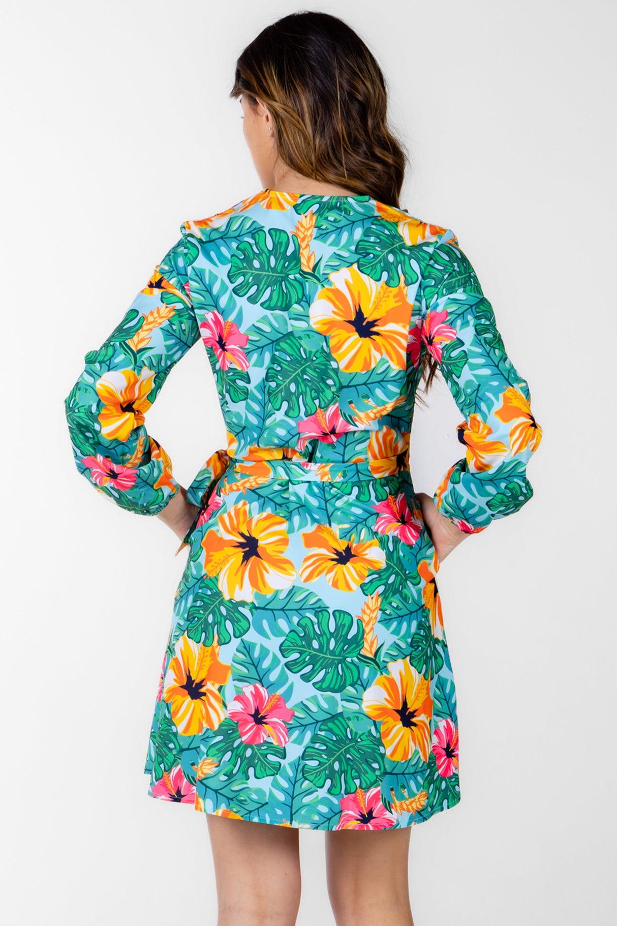 The Hibiscus Honeymoon | Floral Hawaiian Wrap Dress from Shinesty