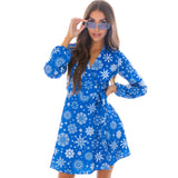 The Ice Never Melts | Blue Snowflake Christmas Wrap Dress from Shinesty