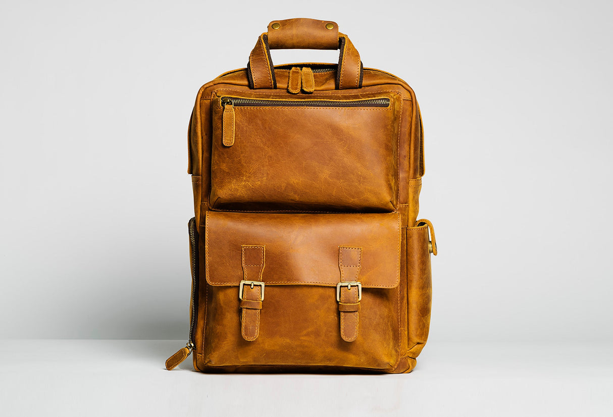 The MANN Bag | Large Capacity Leather Camera Backpack from STEEL HORSE LEATHER