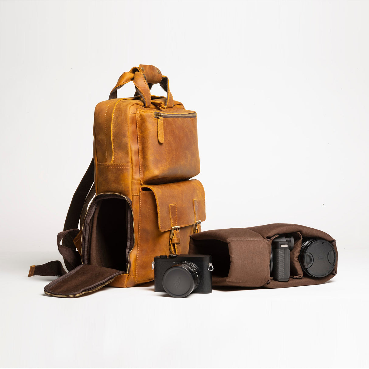 The MANN Bag | Large Capacity Leather Camera Backpack from STEEL HORSE LEATHER