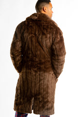The Manhattan Mogul | Long Brown Black Label Faux Fur Coat from Shinesty