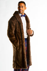 The Manhattan Mogul | Long Brown Black Label Faux Fur Coat from Shinesty