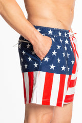 The Reagans | American Flag Patch Ball Hammock® Pouch 5" Swim Trunks from Shinesty