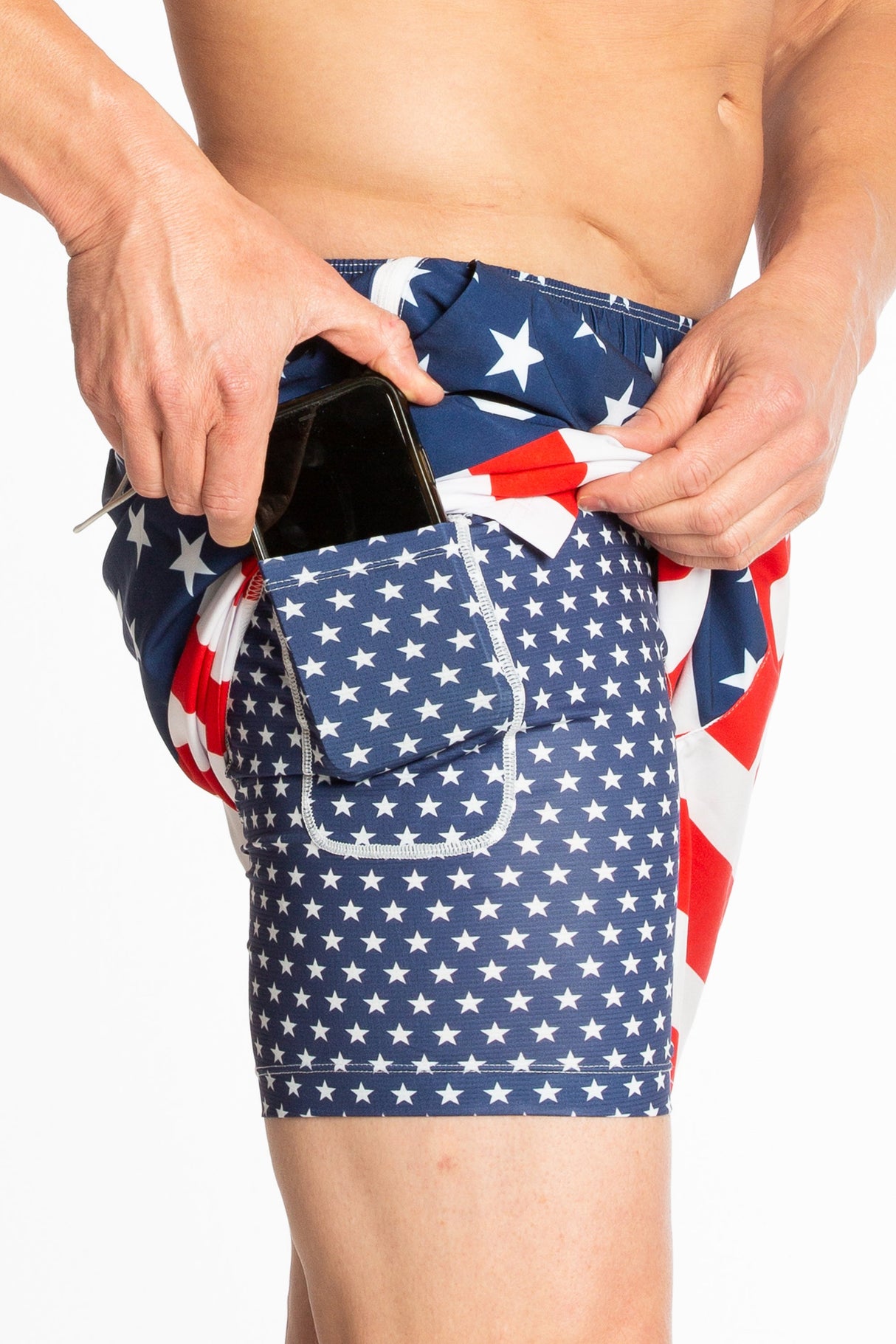 The Reagans | American Flag Patch Ball Hammock® Pouch 5" Swim Trunks from Shinesty