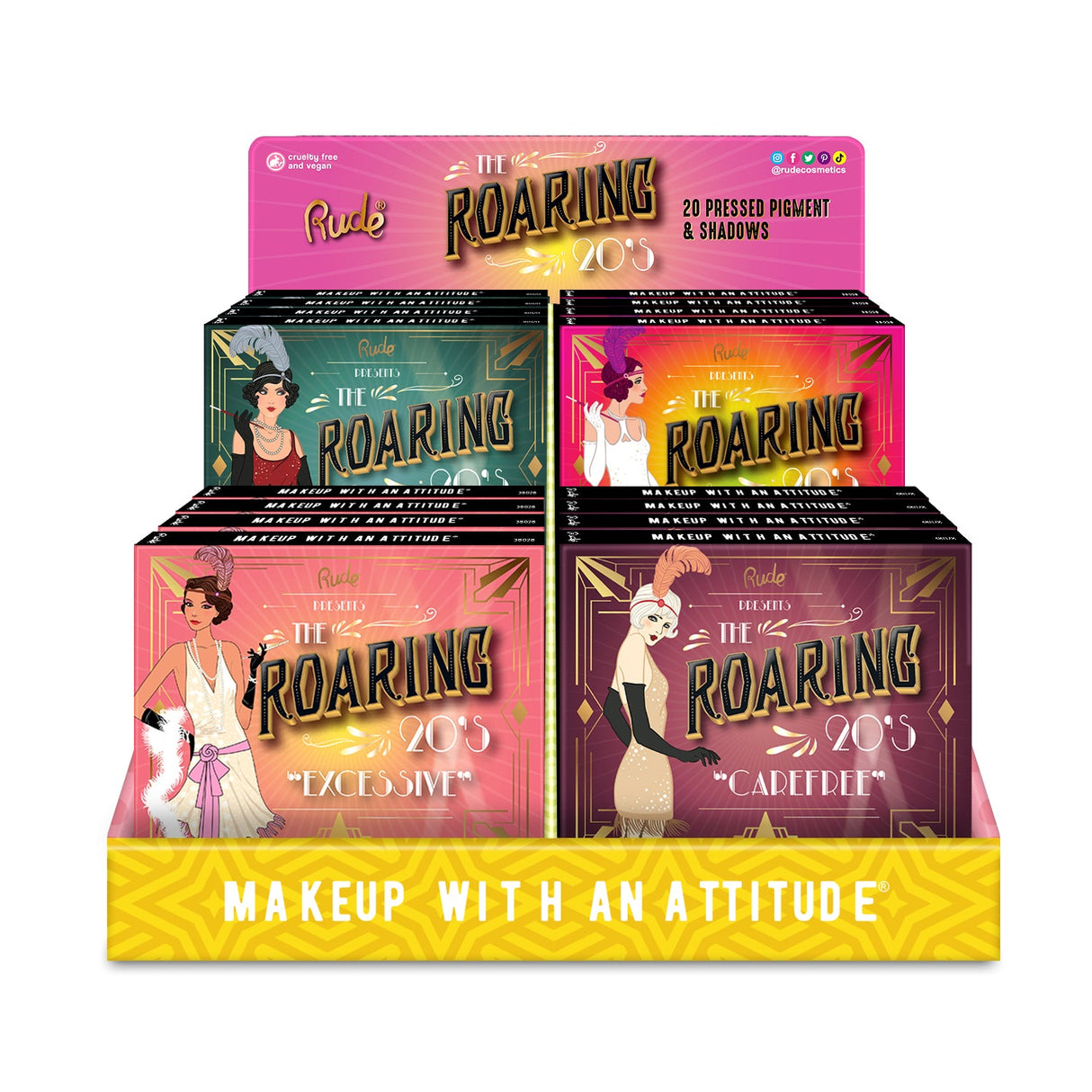 The Roaring 20's Eyeshadow Palette Cardboard Display Set, 24 pcs from Rude Cosmetics