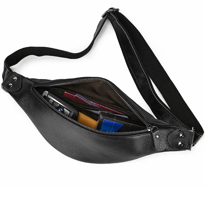 The Walcott Leather Waist Bag | Black Leather Fanny Pack from STEEL HORSE LEATHER