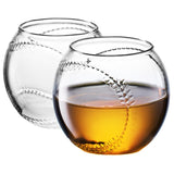 Baseball Round Whiskey Glasses | 10oz Whiskey Glass Set of 2 | Tumbler for Any Occasion, Sport Lover Gifts, Baseball Themed Party, Baseball Birthday Gift Set - Dad, Men Father Gift Novelty - Parties from The Wine Savant
