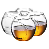 Baseball Round Whiskey Glasses | 10oz Whiskey Glass Set of 4 | Tumbler for Any Occasion, Sport Lover Gifts, Baseball Themed Party, Baseball Birthday Gift Set - Dad, Men Father Gift Novelty - Parties from The Wine Savant