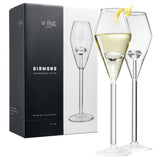 Champagne Flute Glassware | Set of 2, 7.8 OZ | Diamond Stemmed Glass, Gift for Her from The Wine Savant