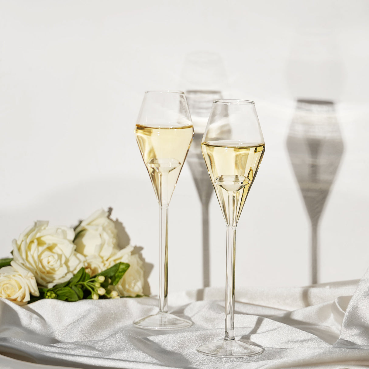 Champagne Flute Glassware | Set of 2, 7.8 OZ | Diamond Stemmed Glass, Gift for Her from The Wine Savant