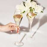 Champagne Flute Glassware | Set of 2, 7.8 OZ | Diamond Stemmed Glass, Gift for Her from The Wine Savant