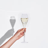 Champagne Flute Glassware | Set of 2, 7.8 OZ | Diamond Stemmed Glass, Gift for Her from The Wine Savant