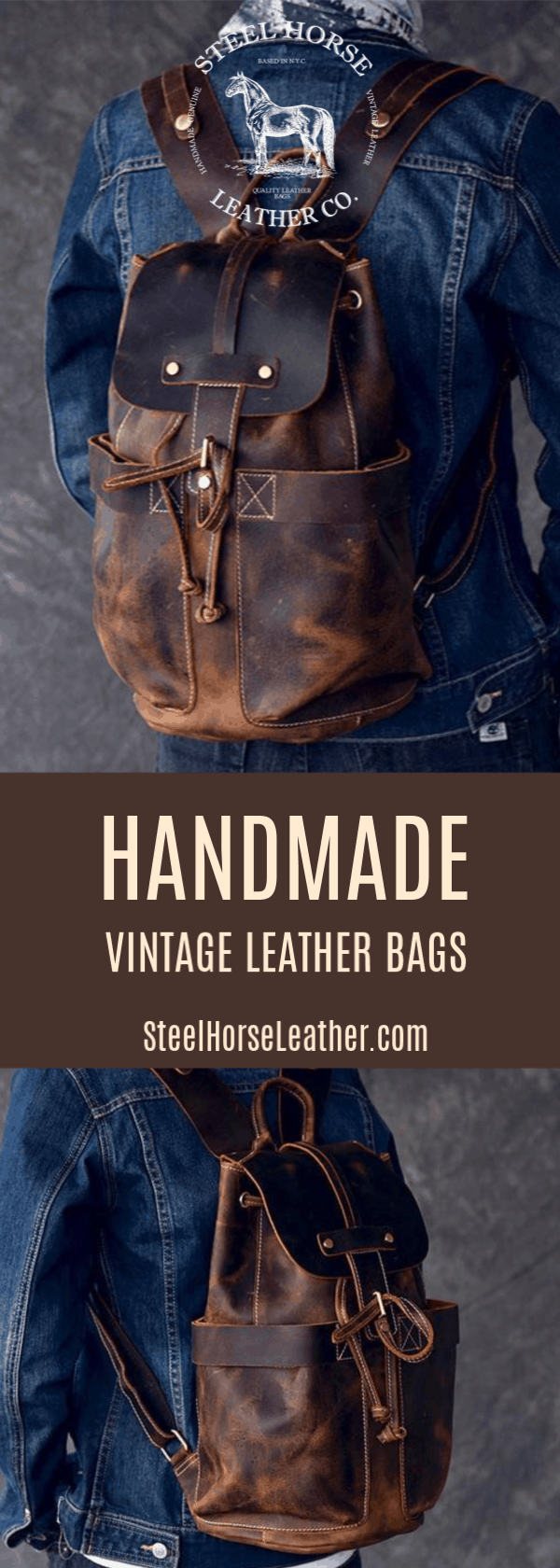 The Olaf Rucksack | Vintage Leather Travel Backpack from STEEL HORSE LEATHER