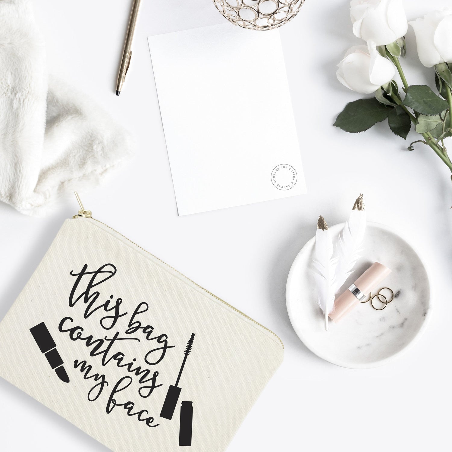 This Bag Contains My Face Cotton Canvas Cosmetic Bag from The Cotton & Canvas Co.