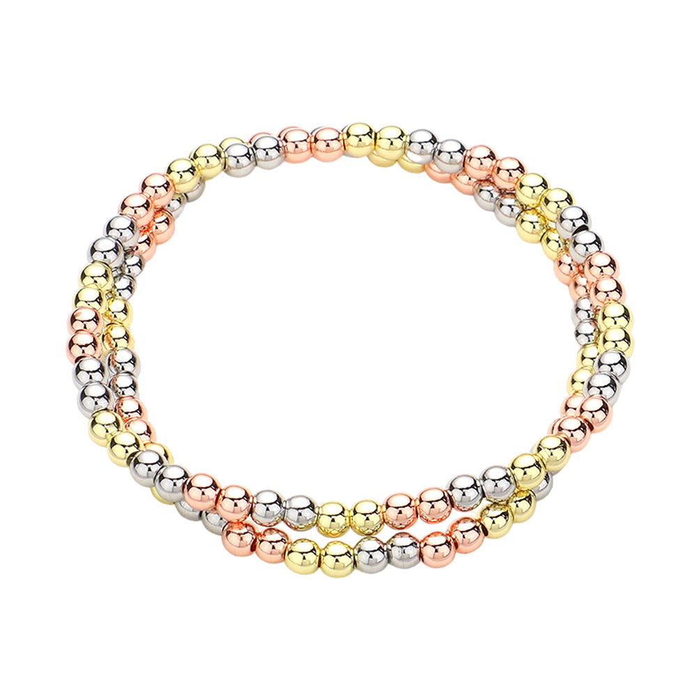 2PCS - Stainless Steel Ball Stretch Multi Layered Bracelets from Madeline Love