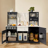 Tiny Land® Iconic Aqua Kitchen with Real-Flow Water System - Black From Tiny Land