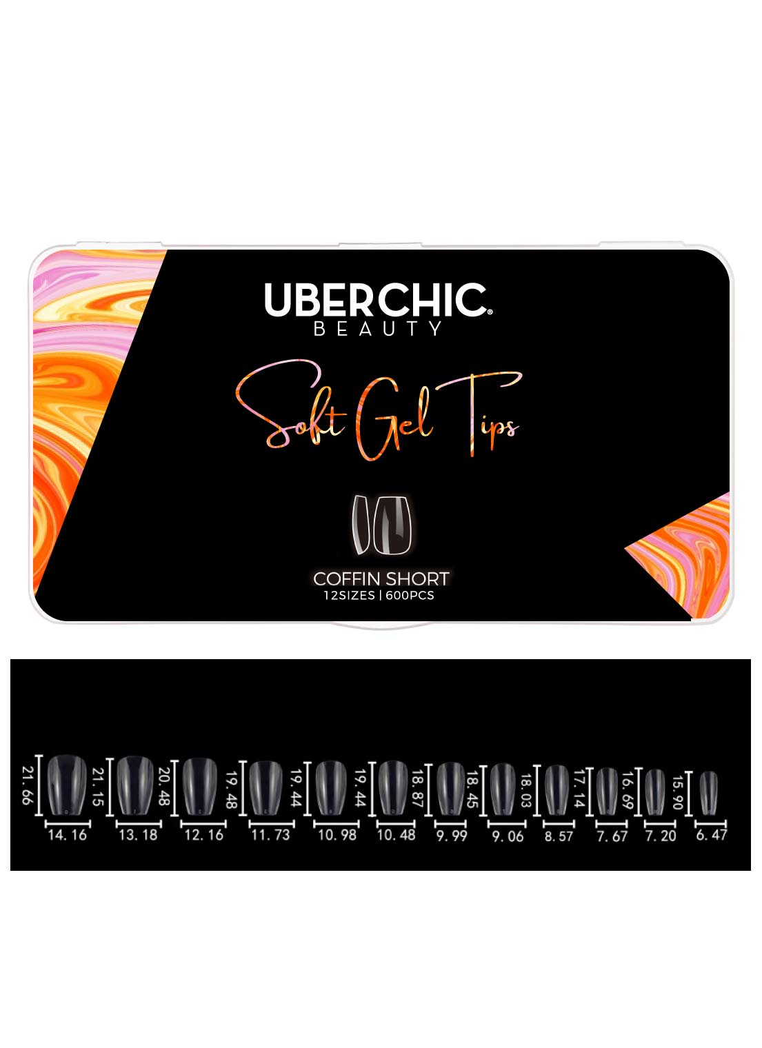 Soft Gel Tips: Coffin - Short (600 pcs) From UberChic Beauty