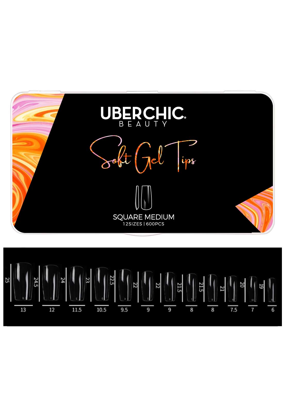 Soft Gel Tips: Square - Medium (600 pcs) From UberChic Beauty