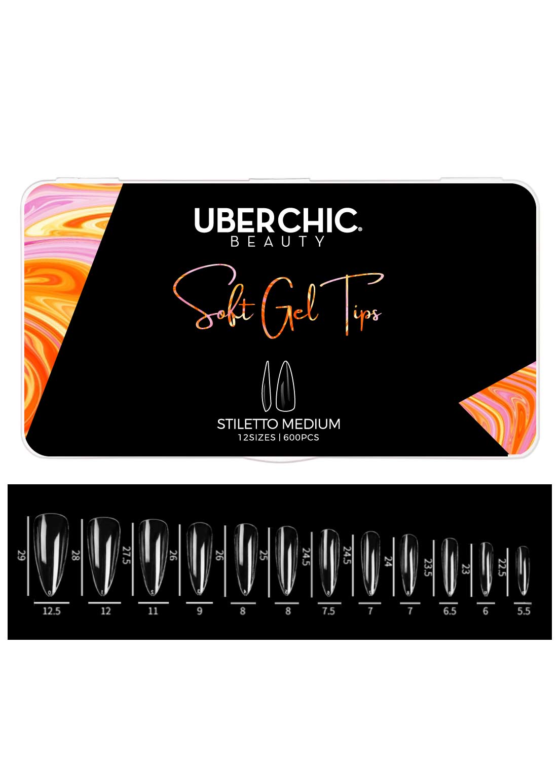 Soft Gel Tips: Stiletto - Medium (600 pcs) From UberChic Beauty