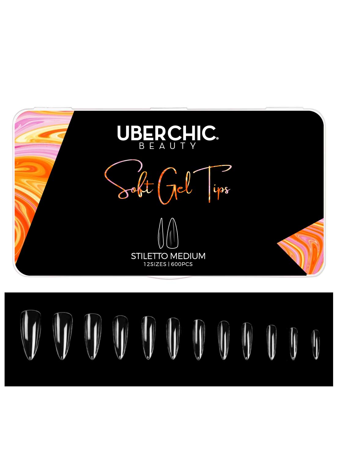 Soft Gel Tips: Stiletto - Medium (600 pcs) From UberChic Beauty