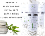 Bamboo Kitchen Paper Towels, Reusable Tree-Free Rolls with Design, 4 Pack from ecozoi