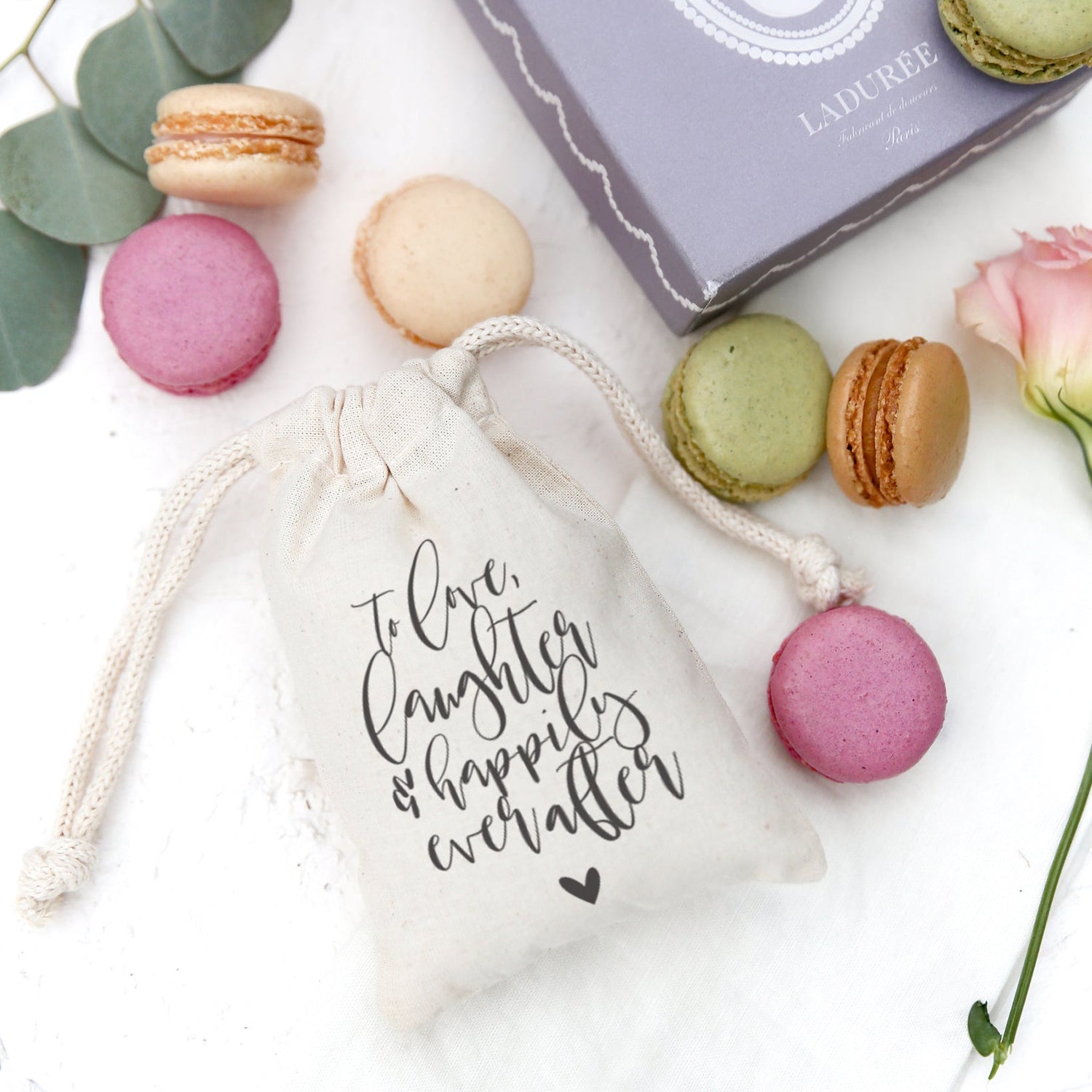 To Love, Laughter and Happily Ever After Wedding Favor Bags, 6-Pack from The Cotton & Canvas Co.
