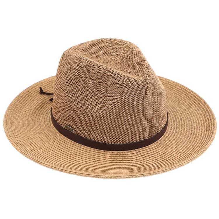 C.C Suede Lace Trim Band Panama Hat from Madeline Love