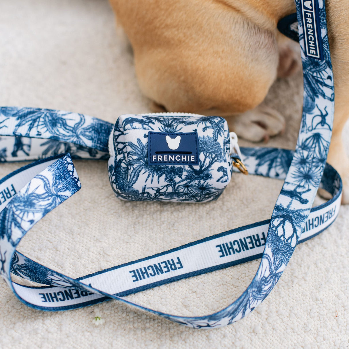 Frenchie Poo Bag Holder - Toile- Blue from Frenchie Bulldog