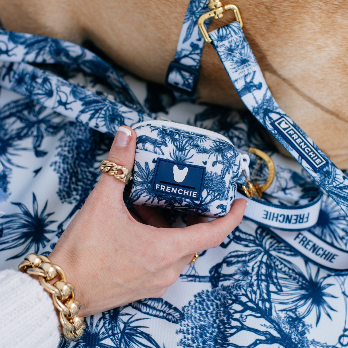 Frenchie Poo Bag Holder - Toile- Blue from Frenchie Bulldog