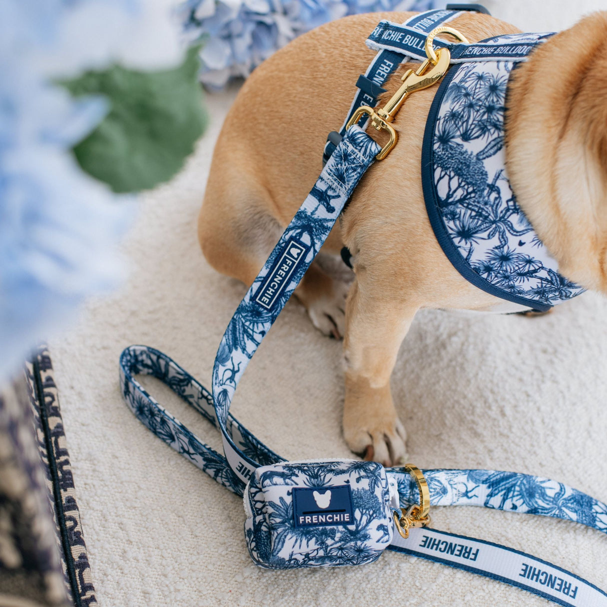 Frenchie Poo Bag Holder - Toile- Blue from Frenchie Bulldog