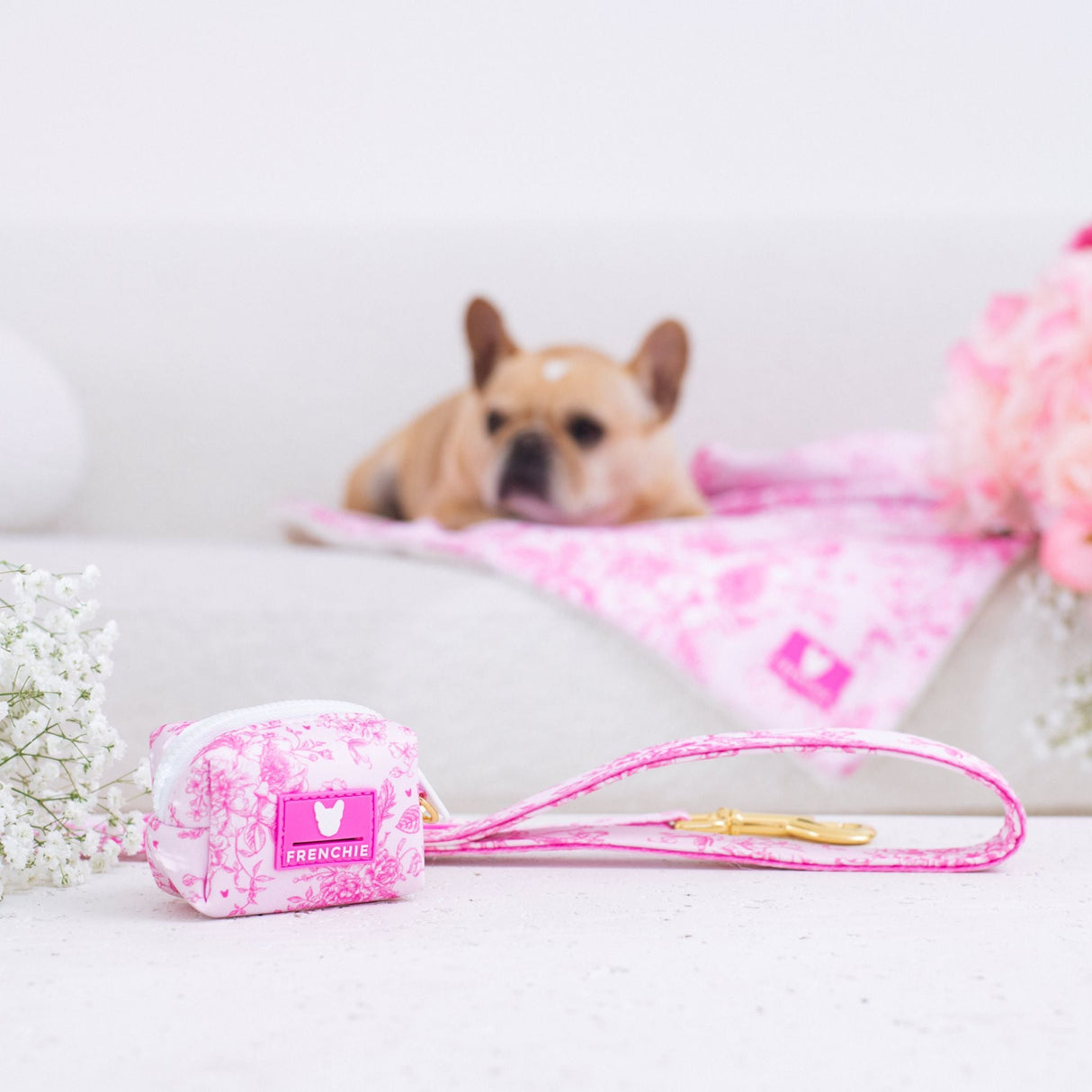 Frenchie Poo Bag Holder - Toile- Pink from Frenchie Bulldog