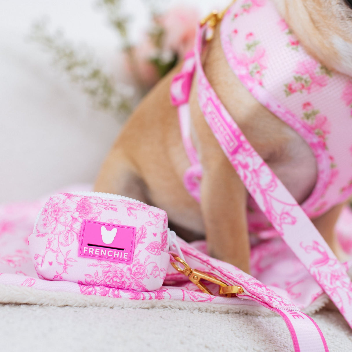 Frenchie Poo Bag Holder - Toile- Pink from Frenchie Bulldog