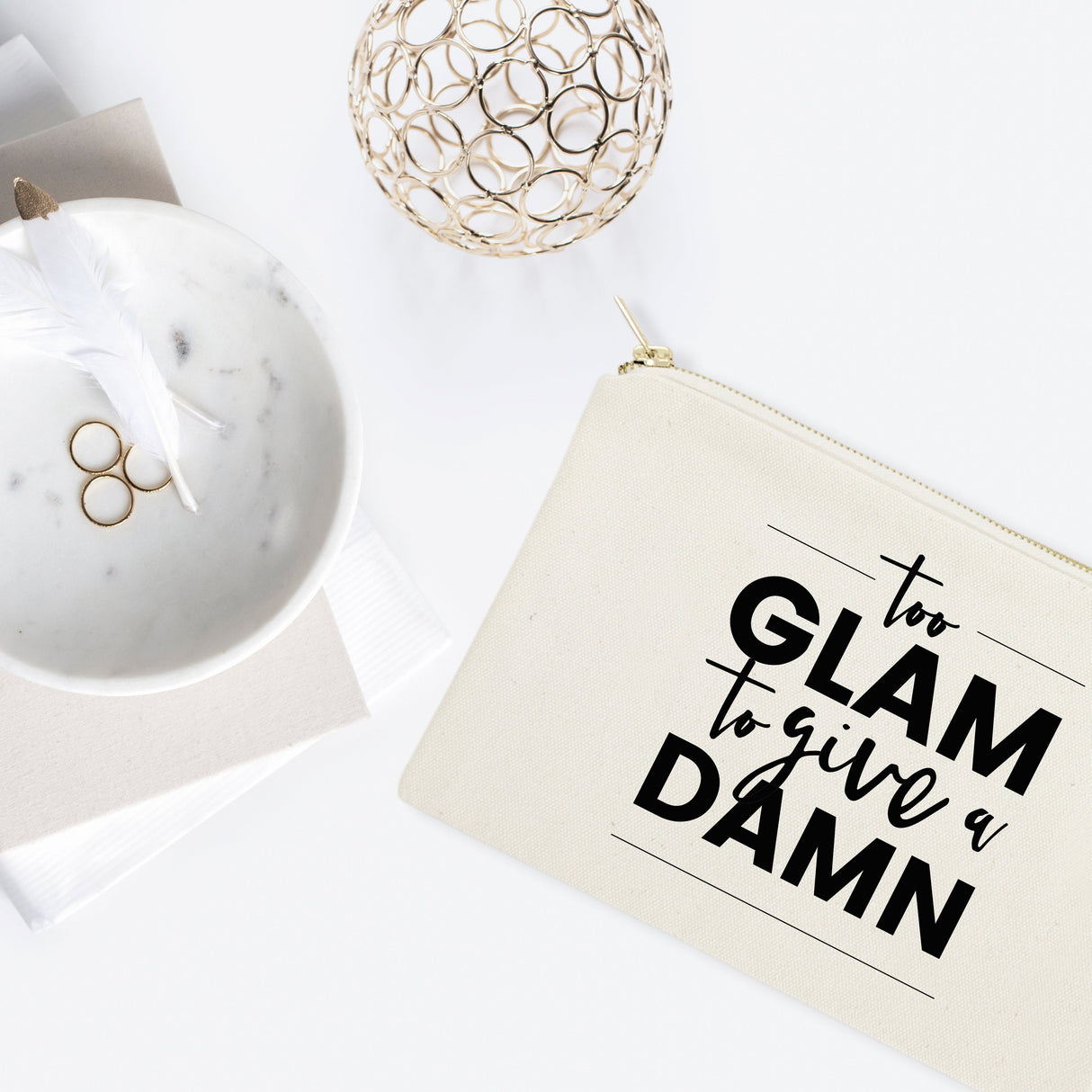 Too Glam to Give a Damn Cotton Canvas Cosmetic Bag from The Cotton & Canvas Co.