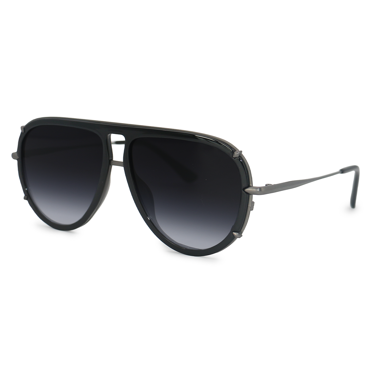 Ivy Luxe - Black Tangle-Free Round Aviator Sunglasses from TopFoxx