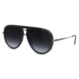 Ivy Luxe - Black Tangle-Free Round Aviator Sunglasses from TopFoxx
