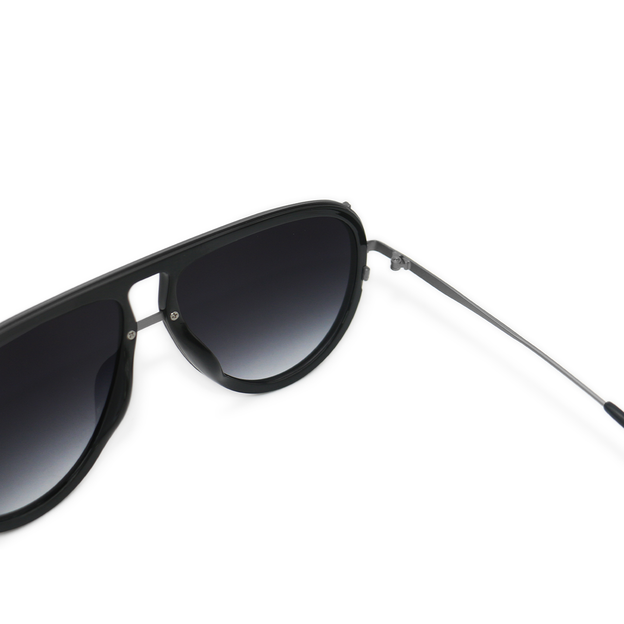 Ivy Luxe - Black Tangle-Free Round Aviator Sunglasses from TopFoxx