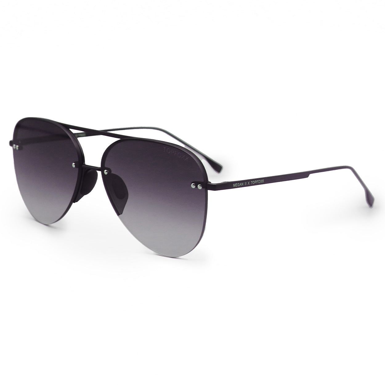 Smaller Megan 2 Faded Black - Tangle Free Aviator Sunglasses from TopFoxx