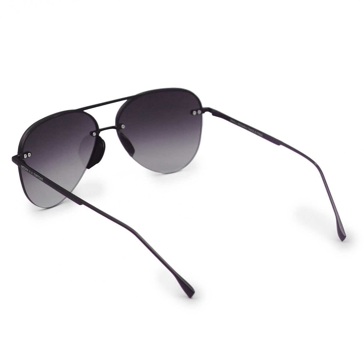 Smaller Megan 2 Faded Black - Tangle Free Aviator Sunglasses from TopFoxx