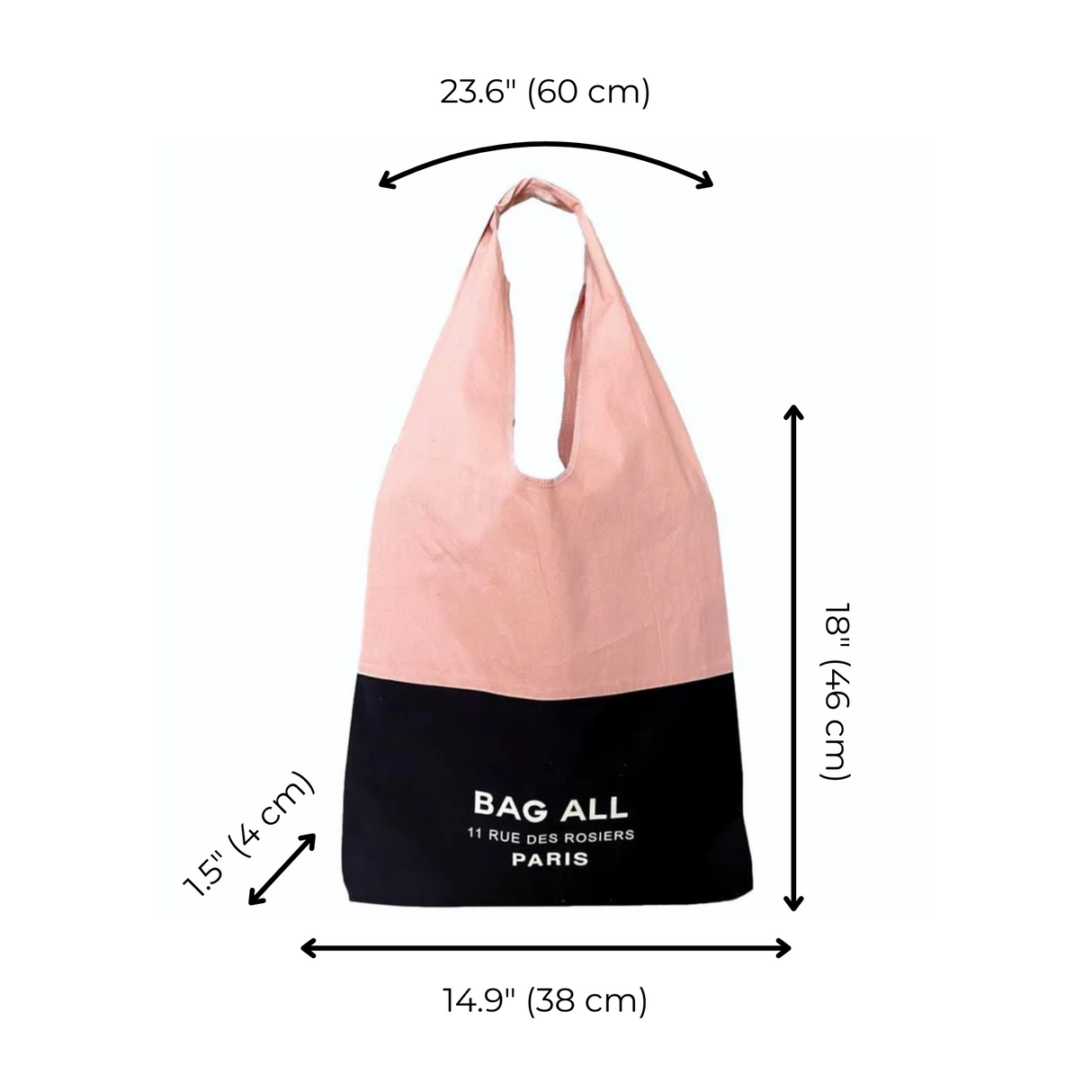 Bag-all Two Tone Tote Bag Paris, Pink/Black From Bag-all