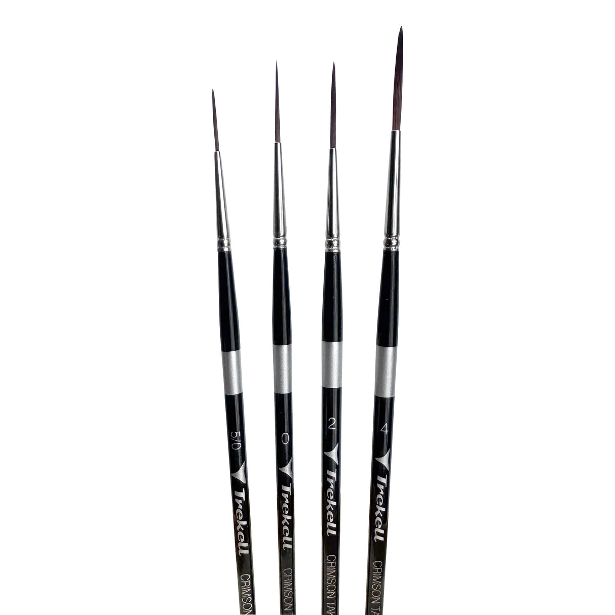 Trekell Crimson Taklon Short Handle Artist Brush - Complete Set - Script/Rigger from Trekell Art Supplies