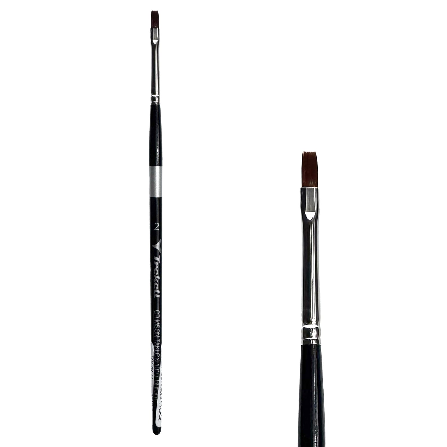 Trekell Crimson Taklon Short Handle Artist Brush - Size #2 Bright from Trekell Art Supplies
