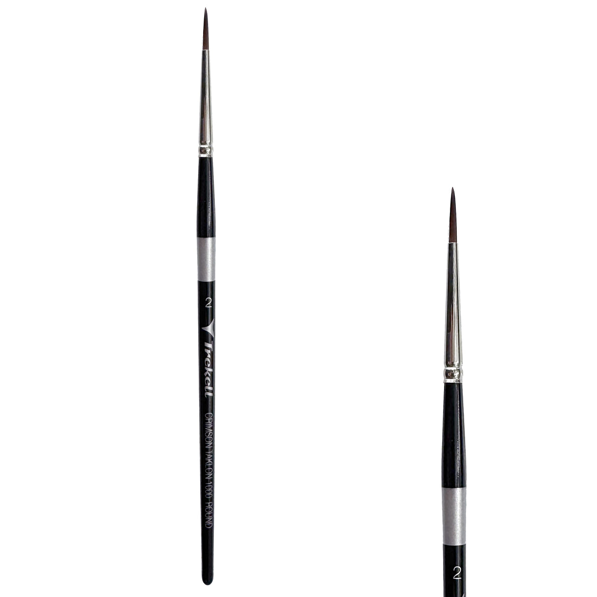 Trekell Crimson Taklon Short Handle Artist Brush - Size #2 Round from Trekell Art Supplies